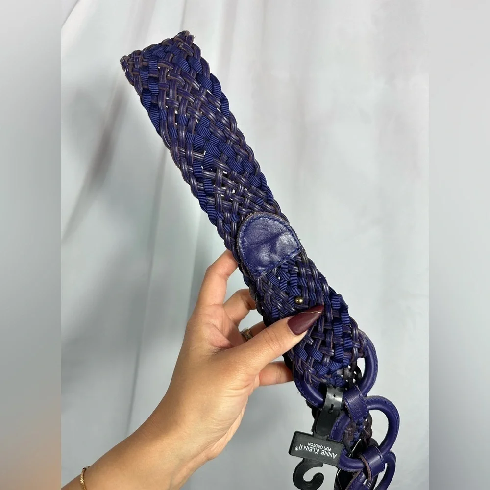 NWT anne klein II purple braided leather belt size L